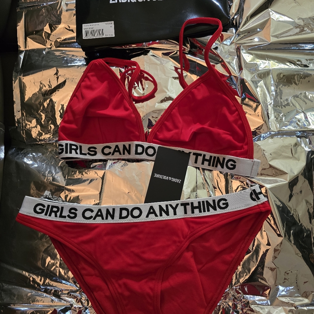 Zadig & Voltaire Red Bikini with Motivational Band